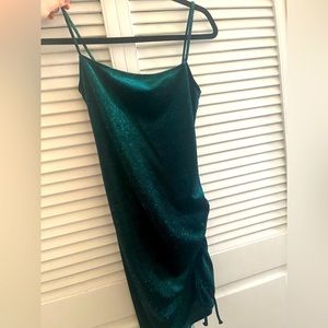 Windsor ruched sparkly green cocktail dress